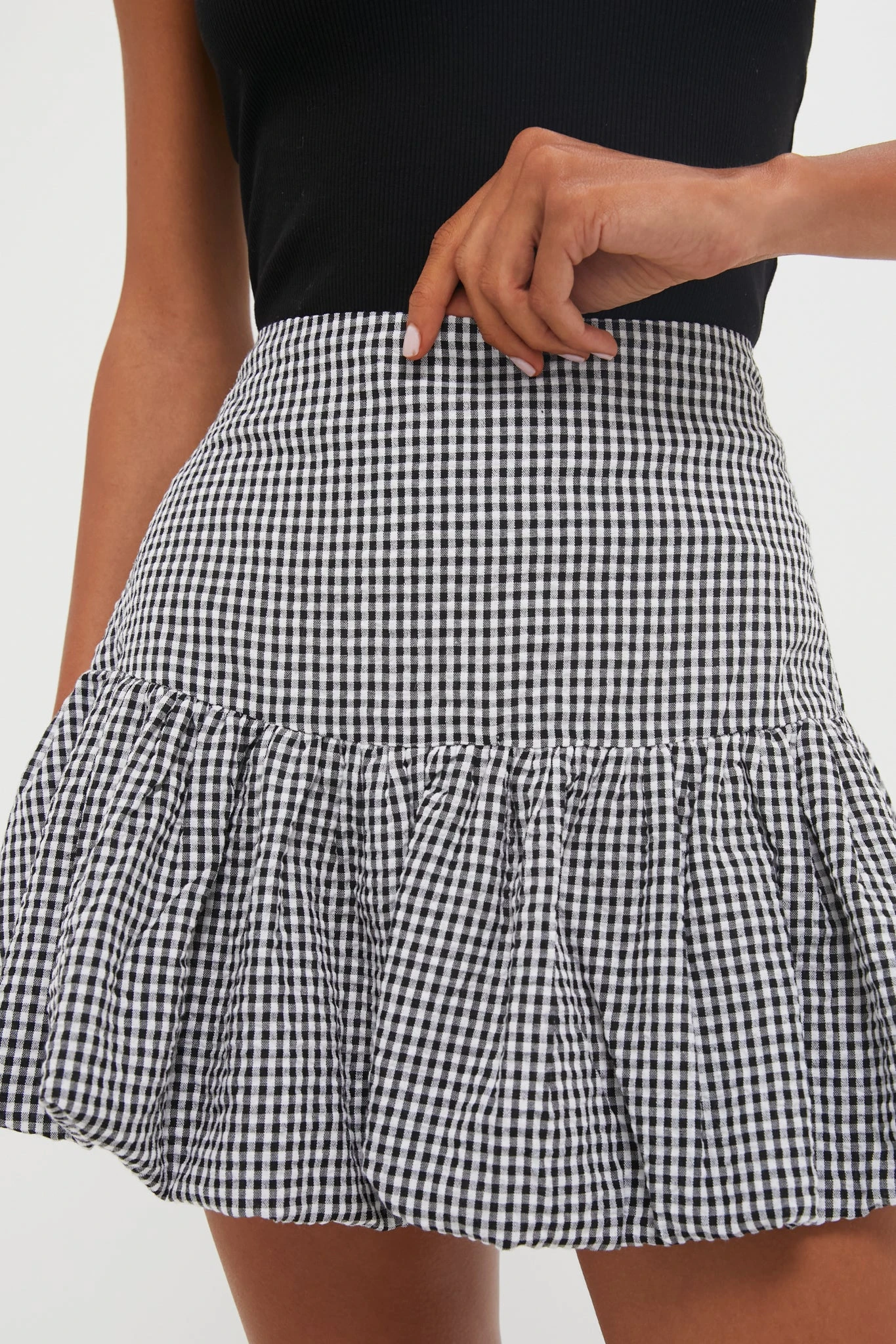 Black Gingham Seersucker Ines Bubble Skirt 7 Black Gingham Seersucker Ines Bubble Skirt - Image 5