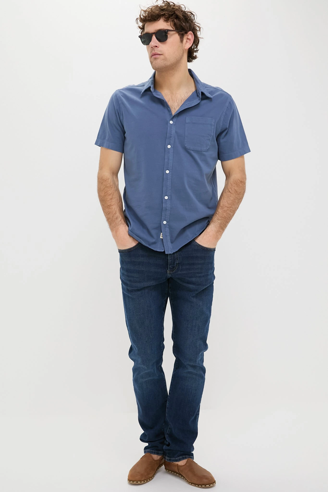 Navy Short Sleeve Saltaire Shirt 4 Navy Short Sleeve Saltaire Shirt - Image 2