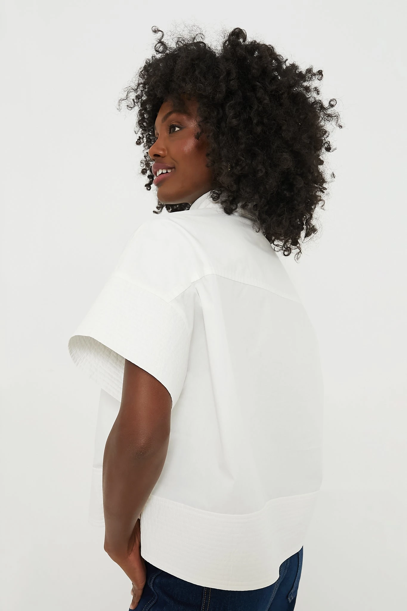 White Trapunto Stitch Sofia Shirt 5 White Trapunto Stitch Sofia Shirt - Image 3