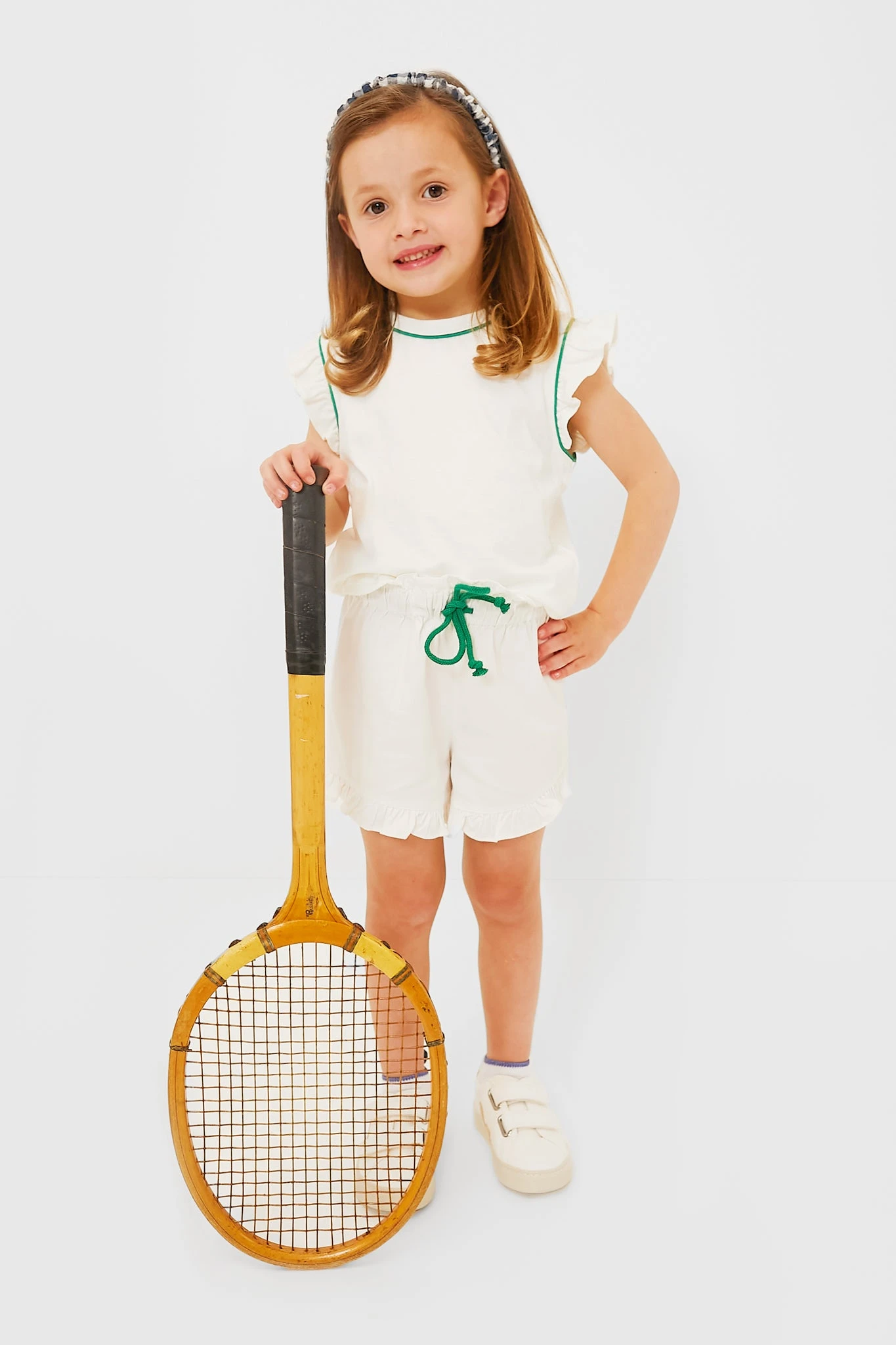 Exclusive Green Piping White Stella Shorts 4 Exclusive Green Piping White Stella Shorts - Image 2