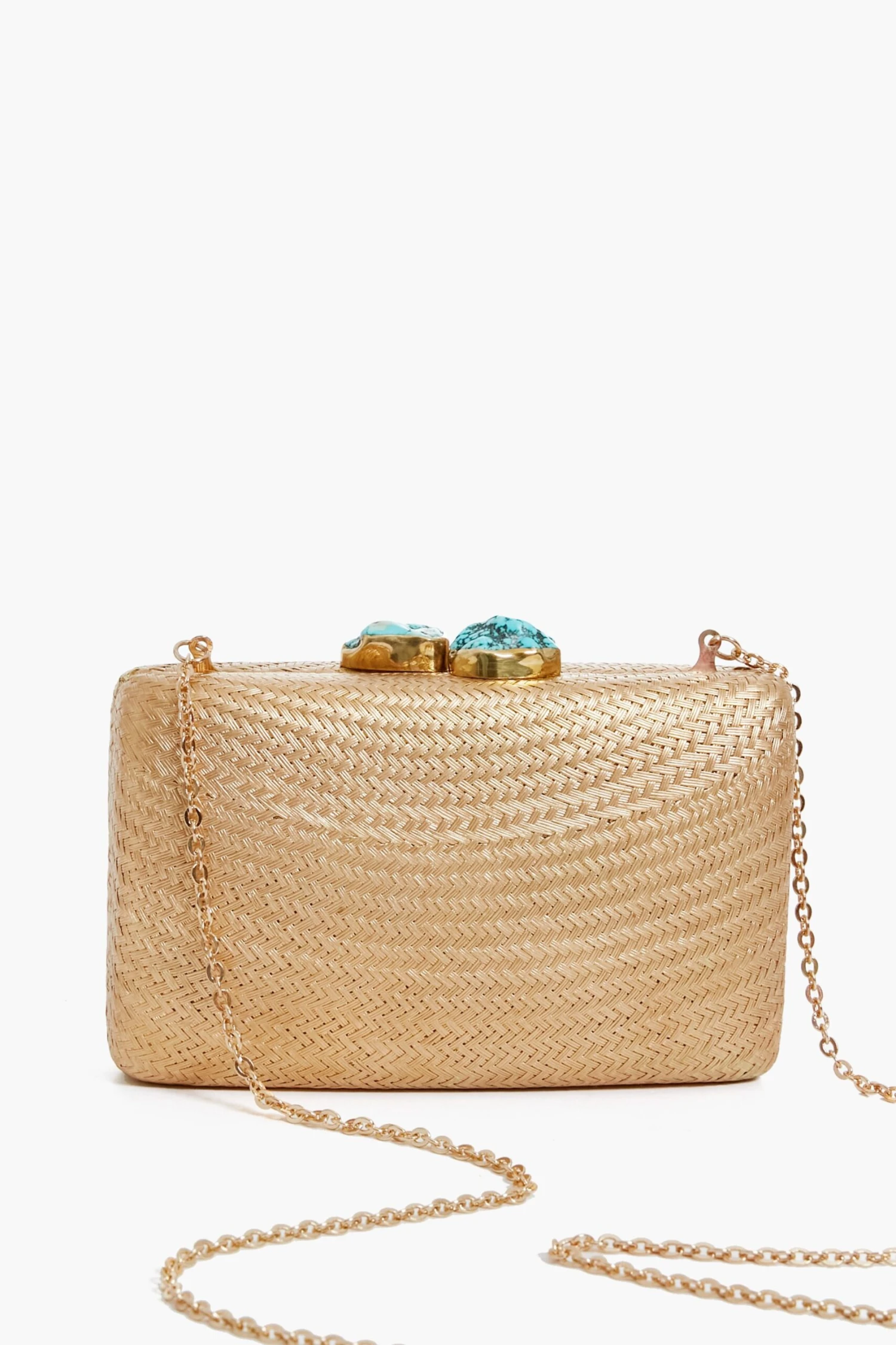 Gold Jen Turq Stones Clutch 5 Gold Jen Turq Stones Clutch - Image 3