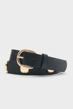 Black And Gold Flat Studded Belt