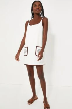 Blanc Shell Embroidered Mini Terrycloth Dress Coverup