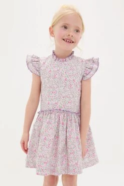 Fuschia Floral Filomena Drop Waist Dress