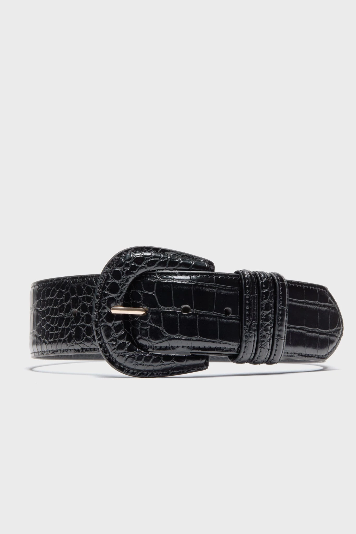 Black Croc-Embossed Waist Belt 3 Black Croc-Embossed Waist Belt