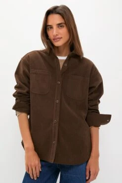 Brown Corduroy Fleece Lined Banks Shirt Jacket