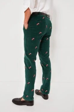 Hunter Green Candy Cane Embroidered Corduroy Pants (34" Inseam) -Urban Motion zI4FFRupcozlL81WARfmKnO340DsdGYF 1