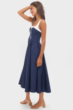 Navy Tie Detail Midi Dress -Urban Motion zTuafCaPTjcYJxNEUR9ualUHkhl6JM1M 1